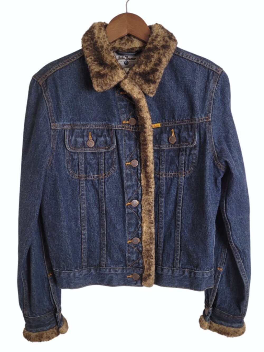 VTG 90s John Baner Denim Jacket with Faux Fur Trim women's medium
